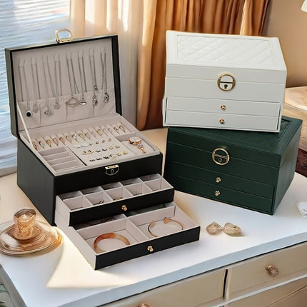 Elegant 3-Tier Jewelry Organizer Box - Luxe Storage Solution