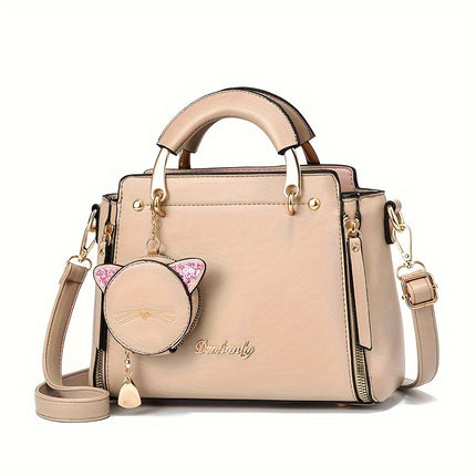 Chic Handbag with Cat Charm