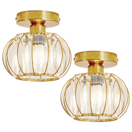 2-Pack Industrial Semi-Flush Mount Ceiling Lights – Metal Cage