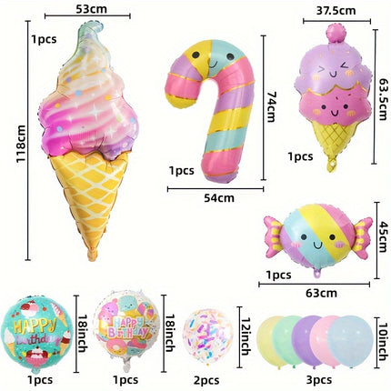 23 pcs Princess Theme Ice Cream & Candy Latex Balloons Set