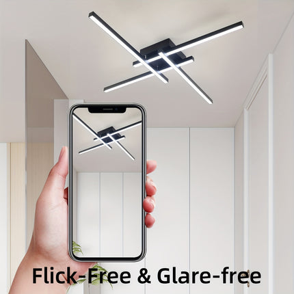 3-Color 60.96cm Modern Ceiling Light - 40W LED, Black
