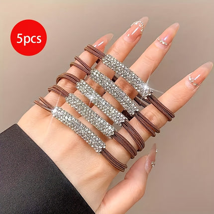 Glitter Rhinestones Hair Ties (5/10pcs)