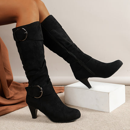 Elegant Knee-High Cone Heel Boots