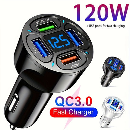 120W 4-in-1 Car Charger with Digital Display