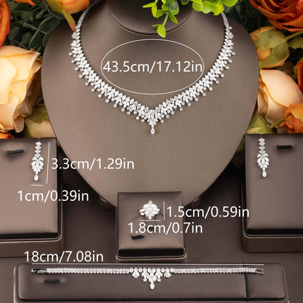 Elegant Leaf-Cubic Zirconia Jewelry Set