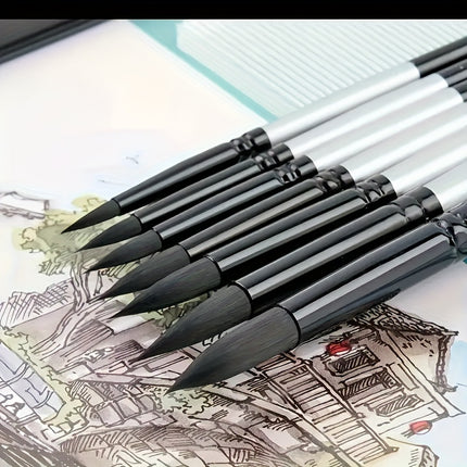 7pc Squirrel Hair Watercolor Brush Set