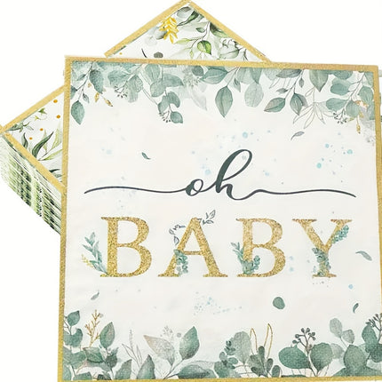 48pcs Oh Baby Golden Foil Disposable Napkins