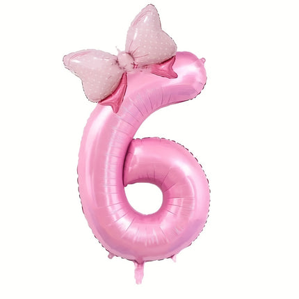 Pink Number Balloon with Adorable Bow