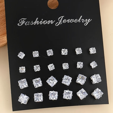 Elegant Square Zirconia Stud Earrings
