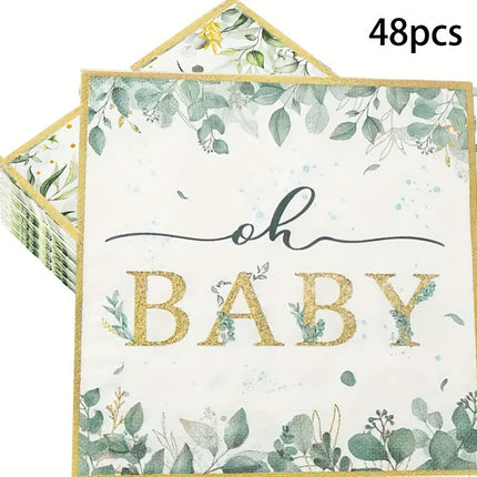 48pcs Oh Baby Golden Foil Disposable Napkins