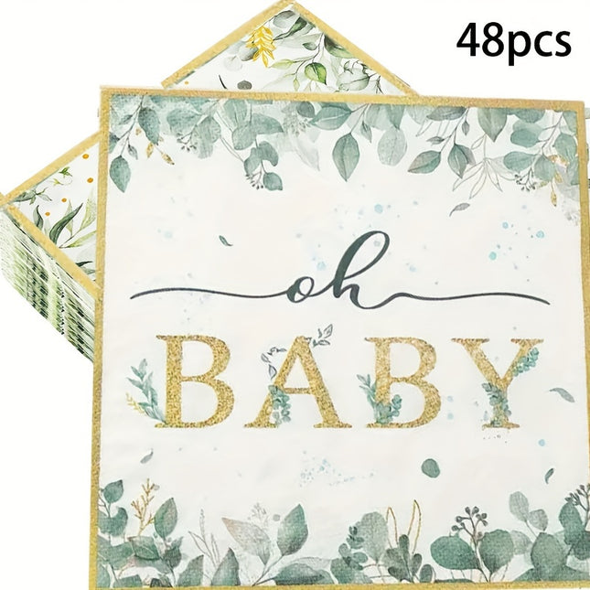 48pcs Oh Baby Golden Foil Disposable Napkins