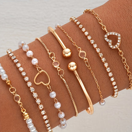 8pcs Love Heart Bangle Set