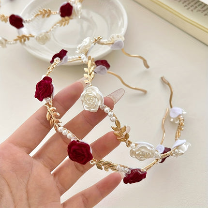 Rose Faux Pearl Hair Hoop