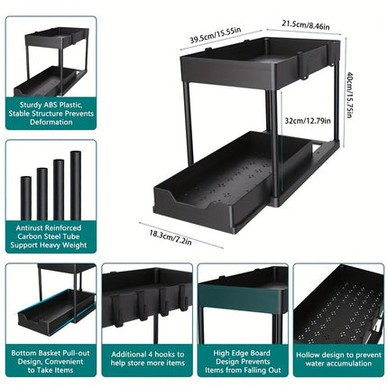 2-Tier Pull-Out Storage Organizer – Multi-Functional