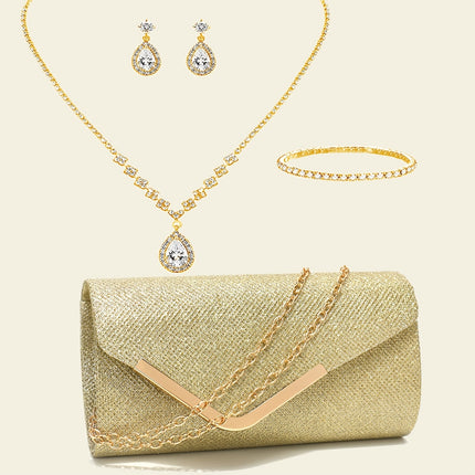 Elegant Ruched Clutch & Jewelry Set