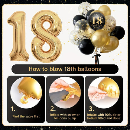 18th Birthday Celebration Kit – Black & Gold Elegance