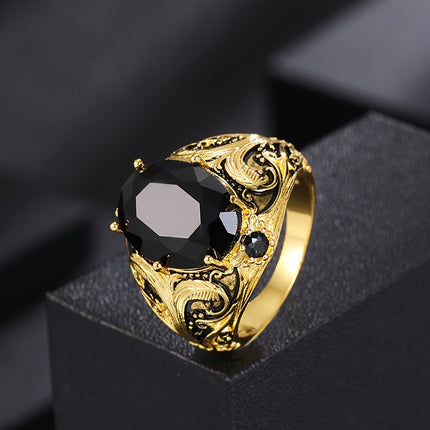 Vintage Style Men's Black Zirconia Ring