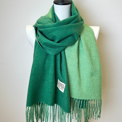 Double-Sided Two-Color Tassel Scarf