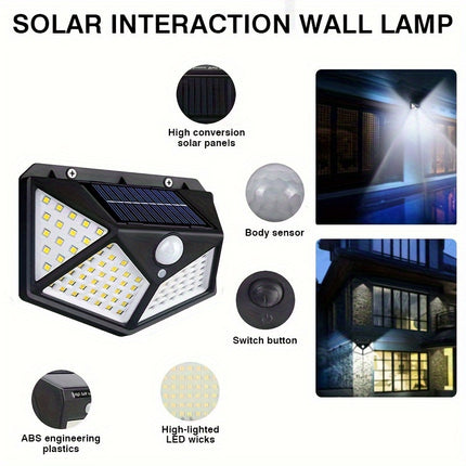 100LED Solar Induction Wall Light - Outdoor Human Body Sensor