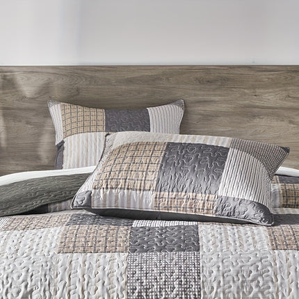 Plaid Patchwork Double Bedspread Set