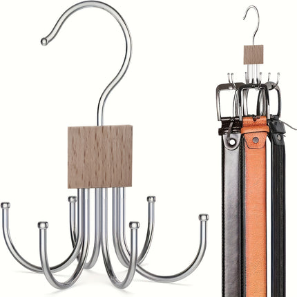 Rotatable Wooden Multi-Purpose Belt Hanger