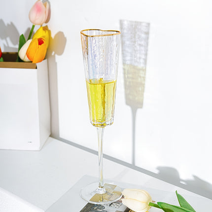 Elegant 5.54oz Champagne Flute with Gold-Plated Heart Design
