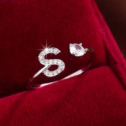 Adjustable Letter Zirconia Copper Ring