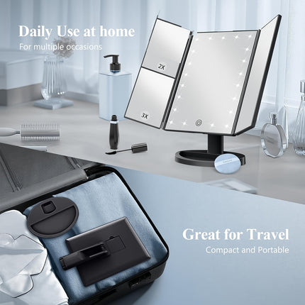 Tri-Fold LED Vanity Mirror