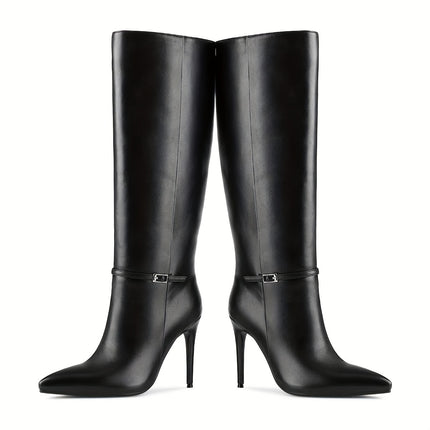 Elegant Black Stiletto Knee-High Boots
