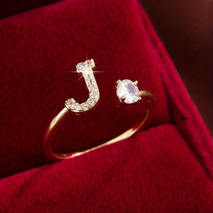 Adjustable Letter Zirconia Copper Ring