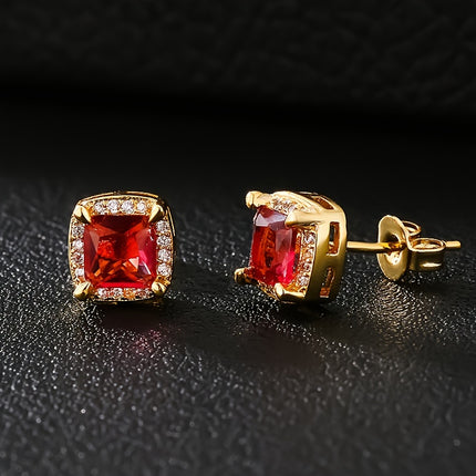 Retro Square 6mm Couple Earrings