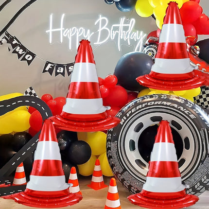 4pcs Red Racing Roadblock Foil Balloons