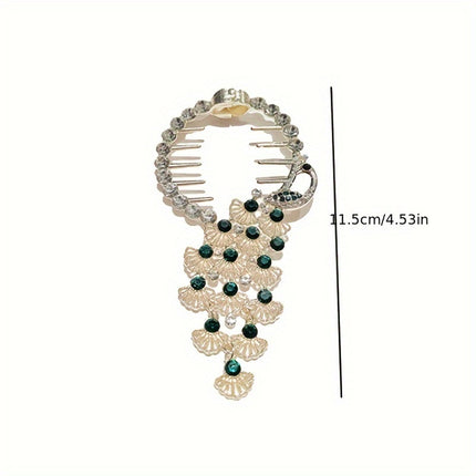Elegant Peacock Rhinestone Bun Buckle