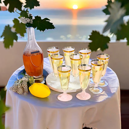 25pcs Set of 150ml Crystal Clear Champagne Flutes with Golden Rim