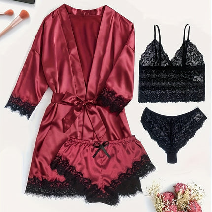 Elegant Satin Lace Lounge Set