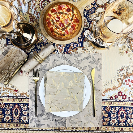 20pcs Golden Leaf Pattern Square Paper Napkins