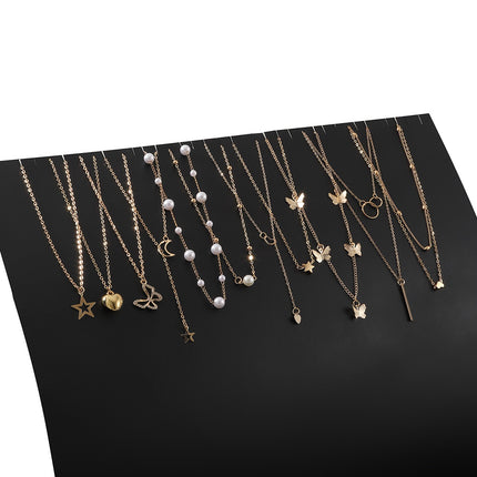 11pcs Heart-Shaped Pendant Necklace Set