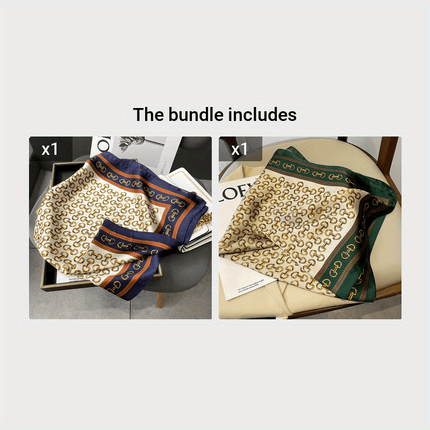 Elegant Golden Buckle Square Scarf