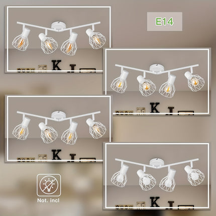 Modern E14 LED Pendant Light - Rotatable 4-Flame Ceiling Light
