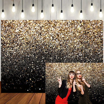 1pc Black And Golden Glitter Backdrop