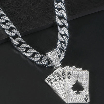1pc Poker Pendant + Cuban Chain