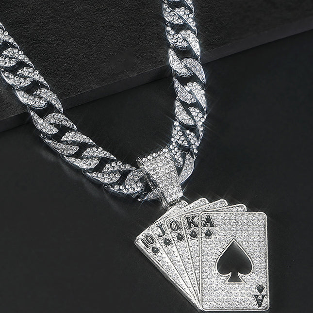 1pc Poker Pendant + Cuban Chain