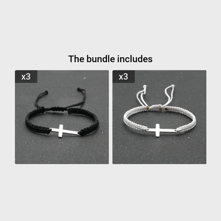 Men's Braided Stainless Steel Cross Bracelet