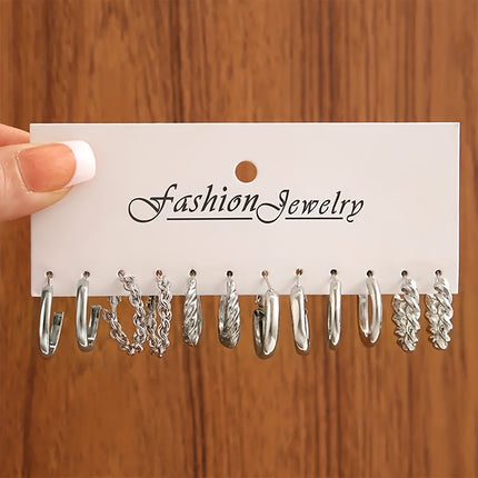 Punk Retro Circle Love Earrings Set