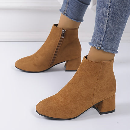 Elegant Block Heel Ankle Boots