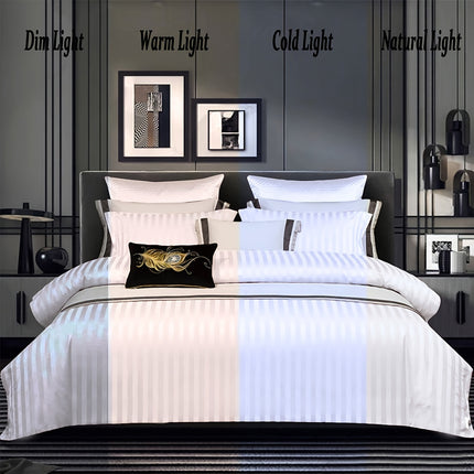 Luxury White Satin 3pcs Duvet Cover Set