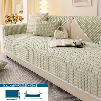 Plaid Plush Sofa Cover - Warm, Soft, Pet-Friendly Protector
