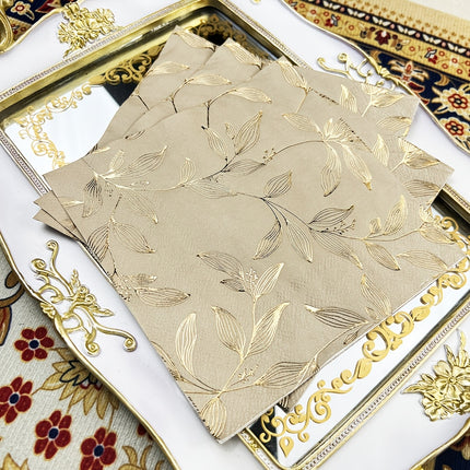 20pcs Golden Leaf Pattern Square Paper Napkins