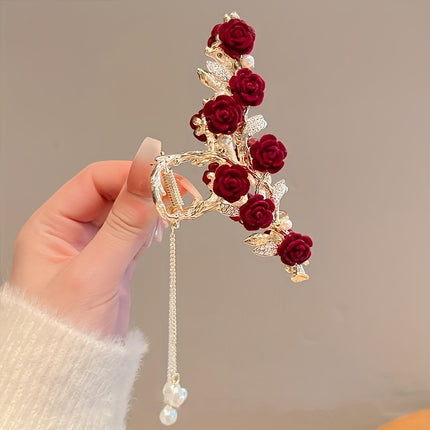 Vintage Rose Tassel Hair Claw