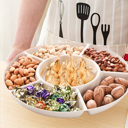6-Compartment Round Snack Plate: Perfect for Parties